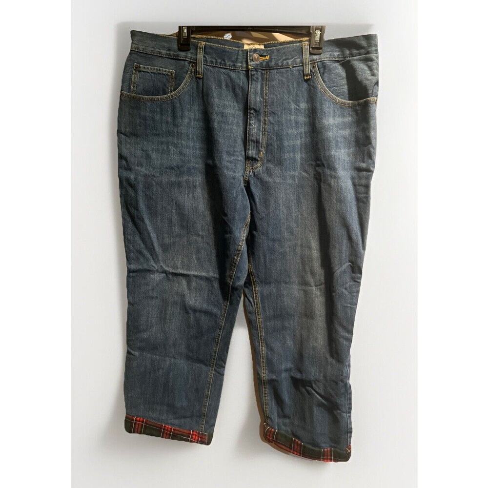 St. Johns Bay Flannel Lined Denim Jeans Relaxed Fit Distressed Blue Mens 40x30